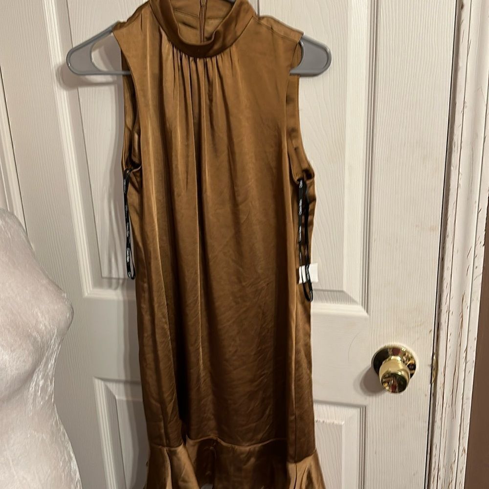 Calvin Klein Mock Neck Sleeveless Flounce Hem Dress size 2 NWOT